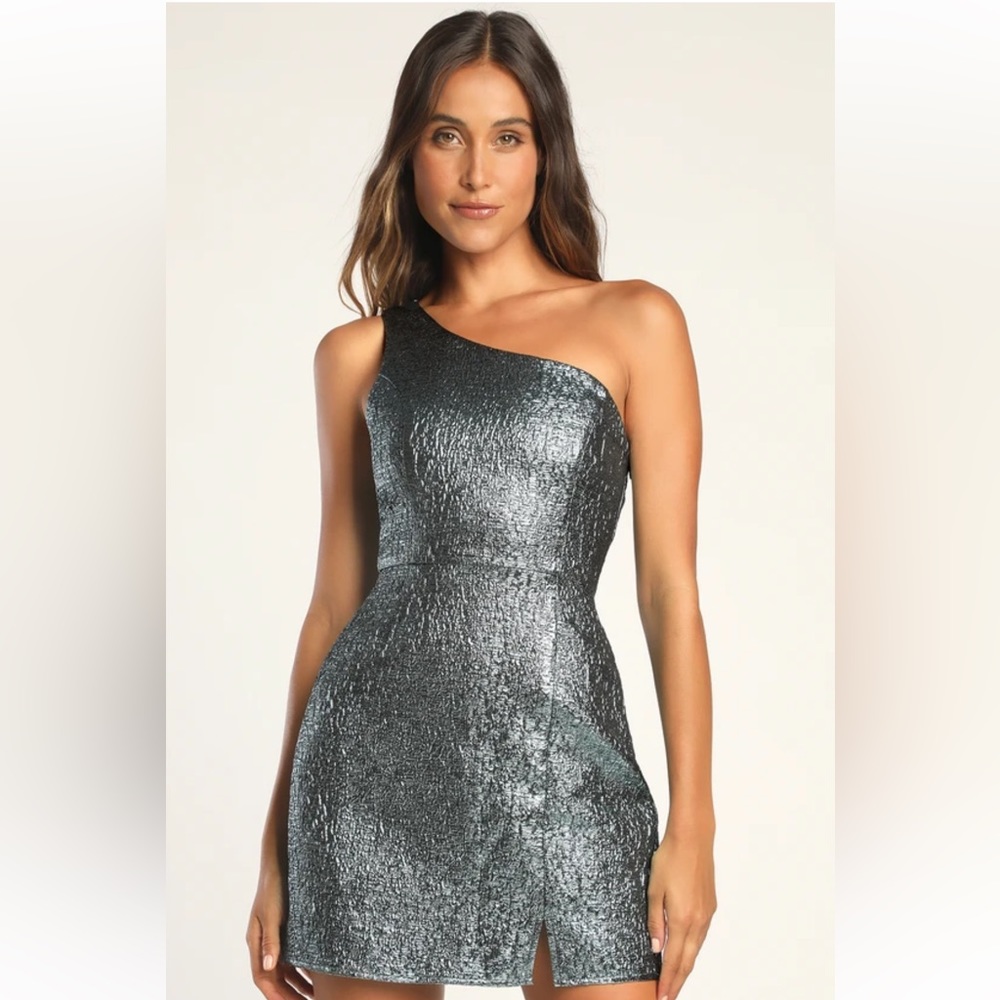 Lulu’s Teal Metallic Mini Dress